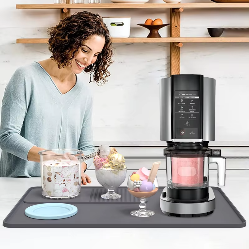 2026 Custom Logo Silicone Coffee Tamper Mat Easy to Clean Ice Cream Maker Mat for Kitchen Countertops