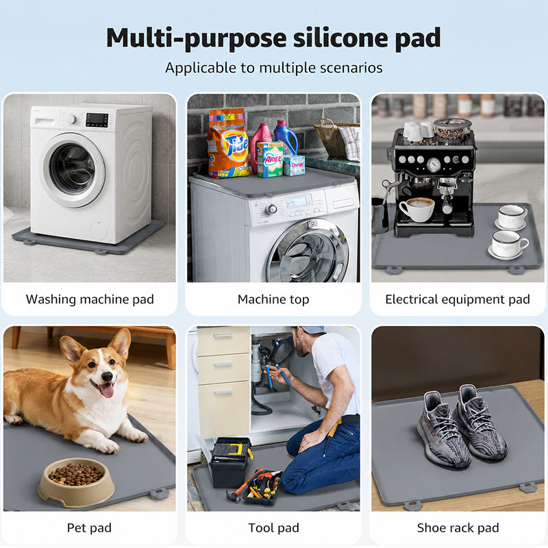 Drip Tray Silicone Mat Washing Machine Tray with Raised Edge for Protecting Floors, Mini Fridge, Washing Machine, Dryer