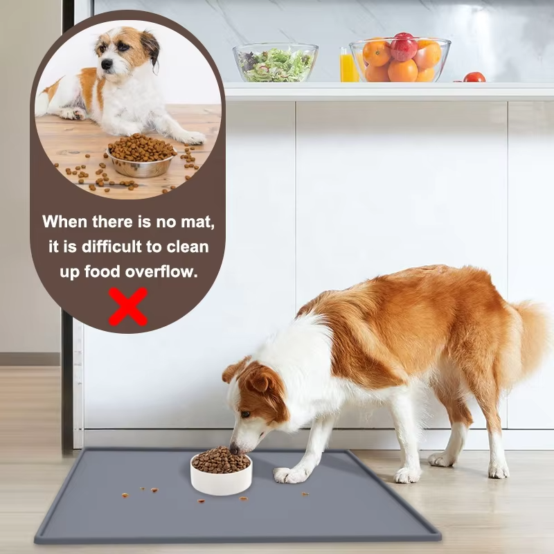 New Arrivals BPA Free Food Grade Dog Cat Bowl Mat Silicone Non-Slip Waterproof Dog Food Mat Tray Pet Feeding Mat