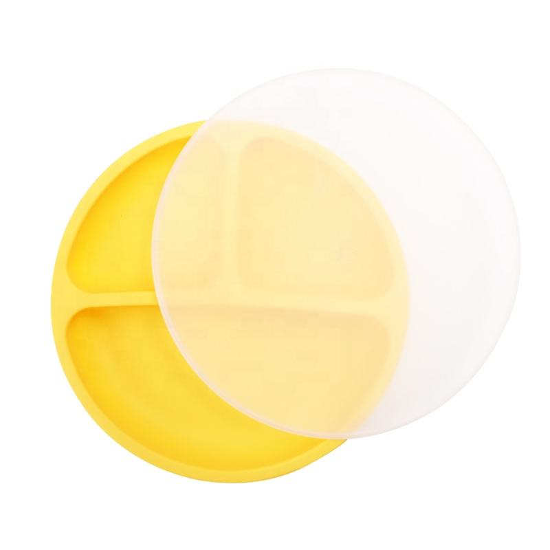 Wellfine Suction Cup Toddler Plates with Suction Custom Baby Plates Silicone with Spoon and Fork