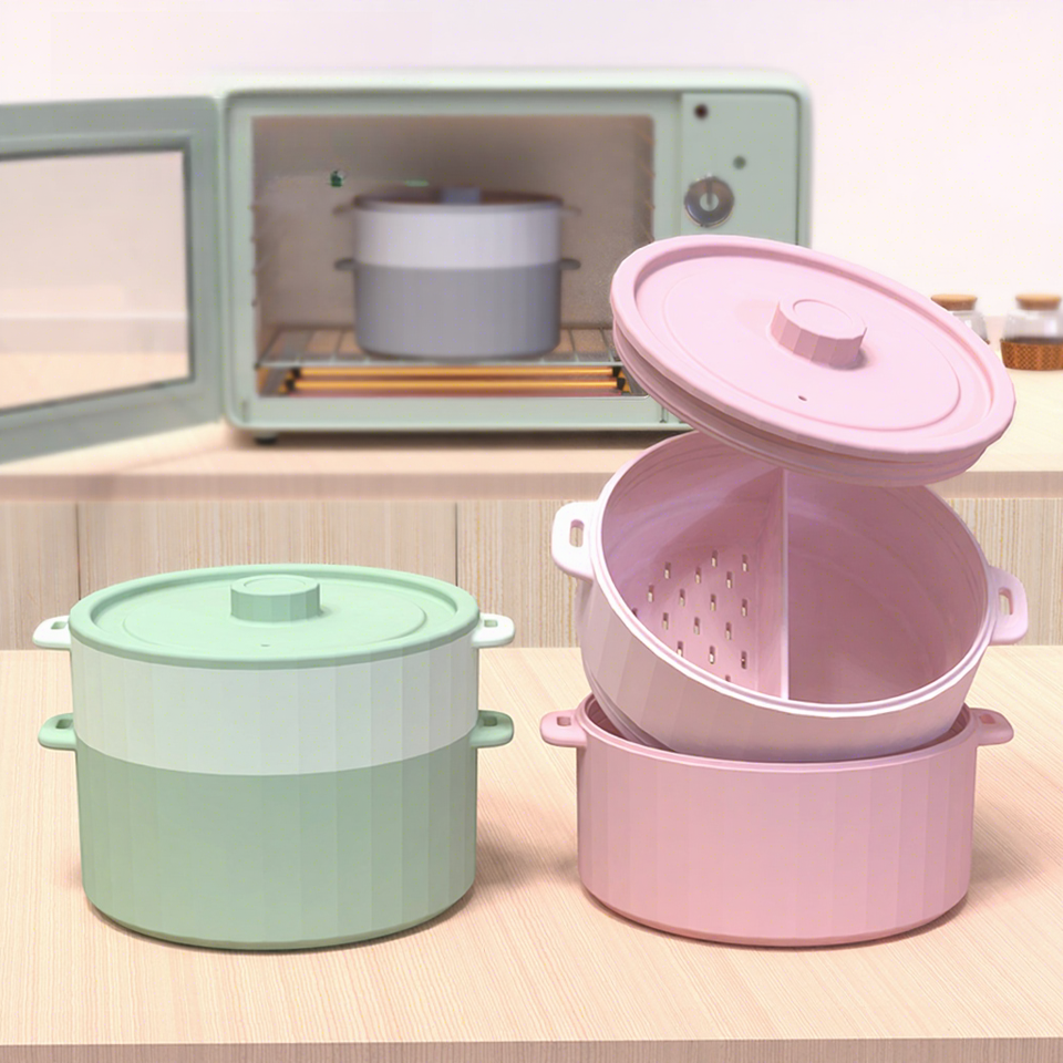 Korea Silicone Microwave Basket Steam Cooker Oven Safe Bowl Food Grade Vegetable Steaming Pot