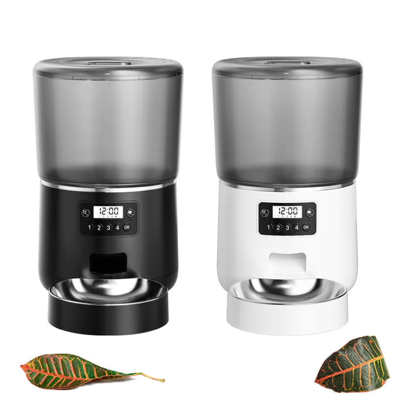 Modern Solid Pattern Timed Automatic Cat Feeders Small Animal Suitable Bowls Rechargeable Power Source