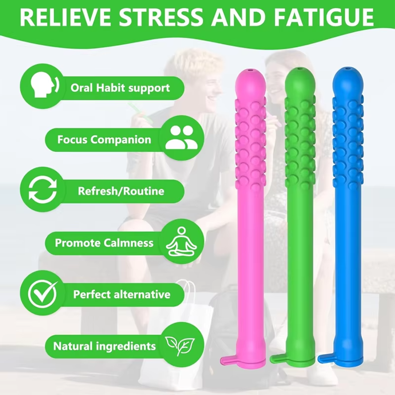 Chewable Essential Oil Breath Stick Chewable Breather Quit Portable Stop Smoking Aid with Peppermint for Aromatherapy