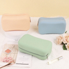 Durable Silicone Storage Pouch with Zipper Fashionable Portable Cosmetic Organizer Bag with Handle Small Items Makeup Organizer