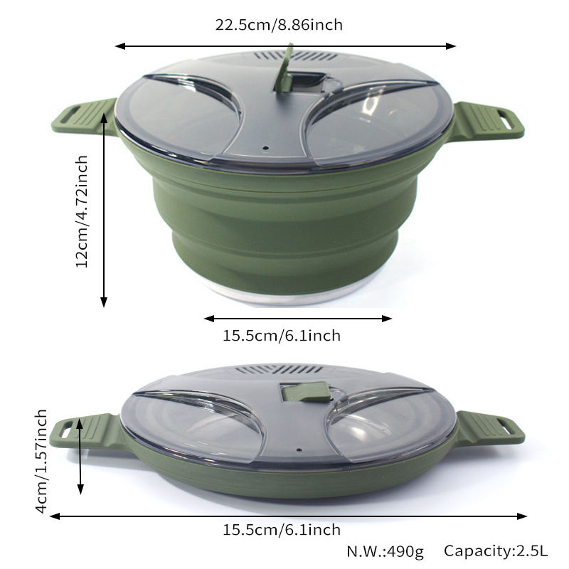 Cooking Outdoor Soup PotSports Travel Picnic Pot Camping Instant Noodles Folding Kettle Collapsible Backpacking Cook Pot