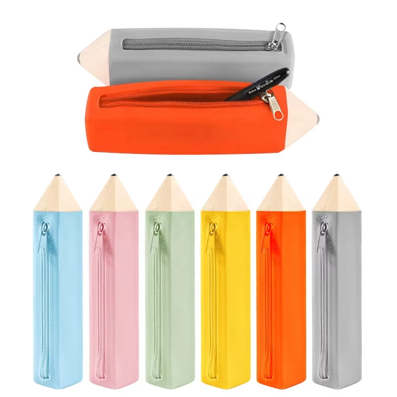 Custom Logo Silicone School Bag Pencil Case With Nylon Zipper for Cute School Supplies Stationery Students