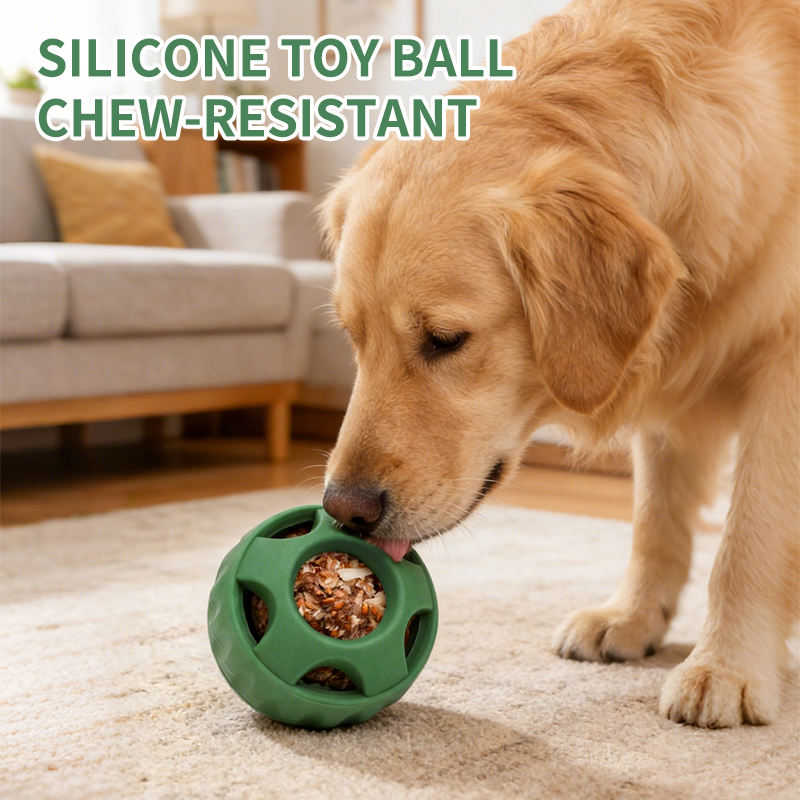 Silicone Dog Chew Toy Ball Durable Cartoon Dog Treat Holes Puzzle Food Dispenser Dog Toy Ring
