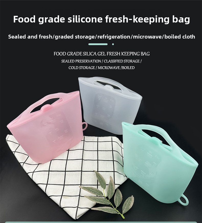 Eco-Friendly Reusable Silicone Food Bags Set Stand-Up Pouch Zipper for Fresh Storage Fridge Freezer for Kitchen Snack Storage