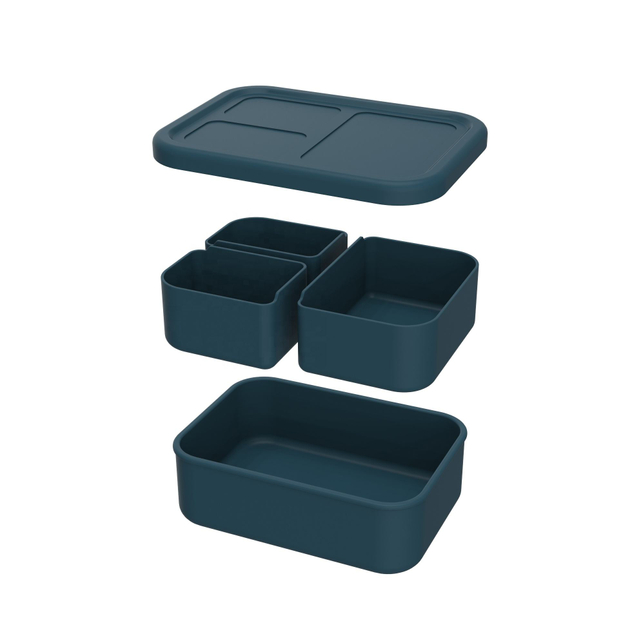 Wholesale Food Grade Removable Silicone Lunch Box Leakproof School Bento Lunch Box Microwaveable Easy to Clean