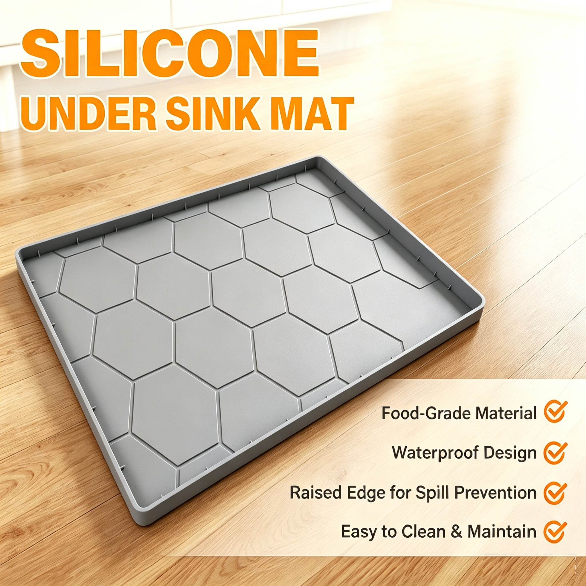 Large Premium Waterproof Silicone Drip Tray Liner Silicone Kitchen Cabinet Water Leak Protection Under the Sink Silicone Mat