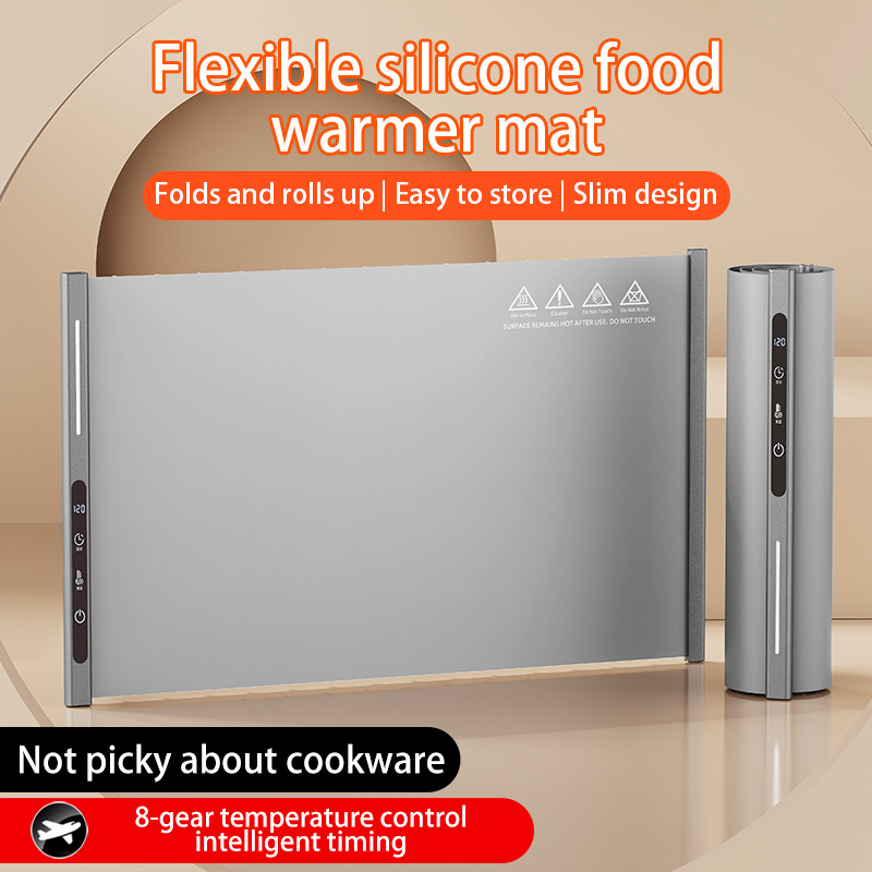Food Warming Mat Flexible Silicon Heating Board Roll up Easy Storage Portable Electric Silicone Heating Mat for Food