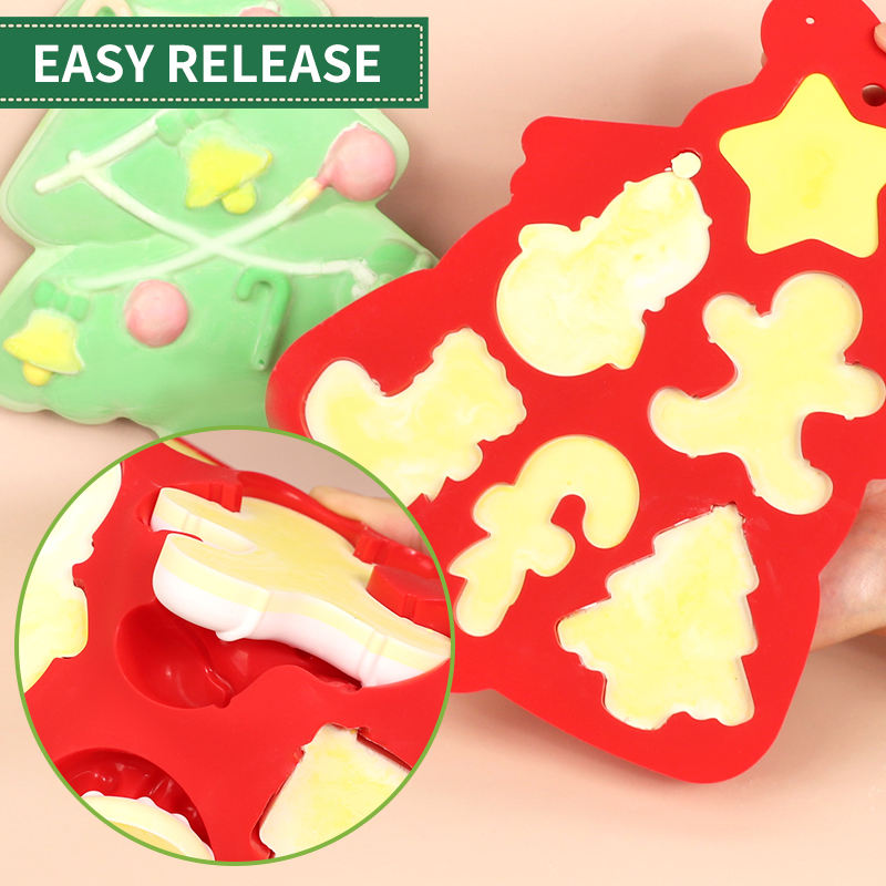 Christmas Tree Silicone Baking Mold - Food Grade Holiday Themed Pan for DIY Cookies Candies Chocolate Cake Bread