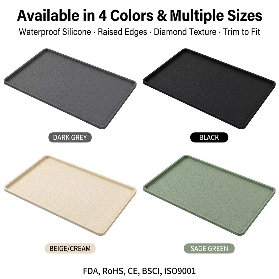Custom Waterproof Kitchen Sink Mat with Drain Hole Anti-slip Kitchen Cabinet Protector Under Mat Sink Silicone Mat