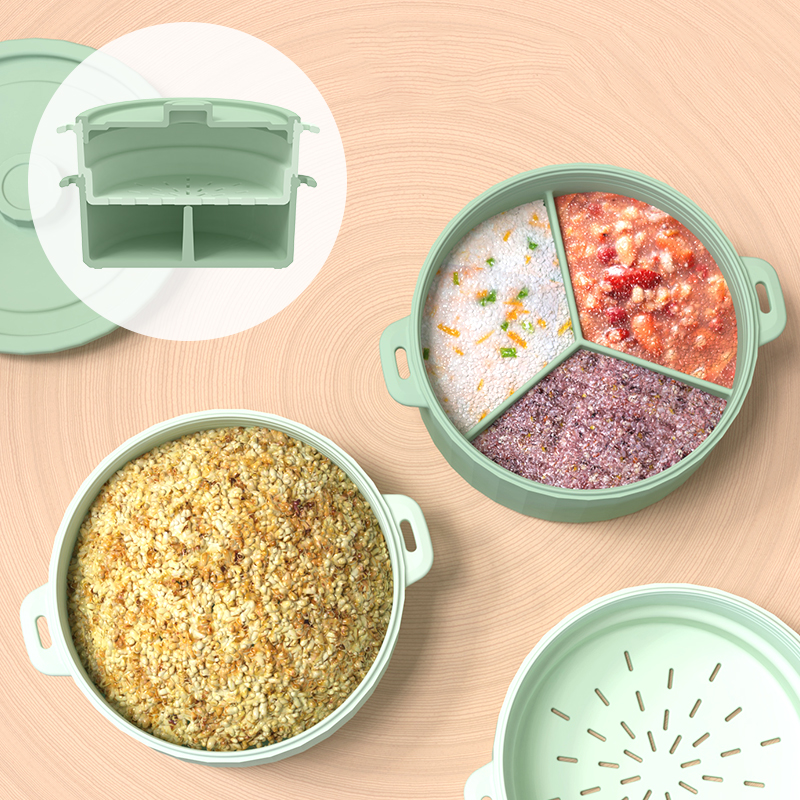 Silicone Steamer Cookware Vegetables Prep Meal Food Removable Rack BPA Free Steamer Bowl