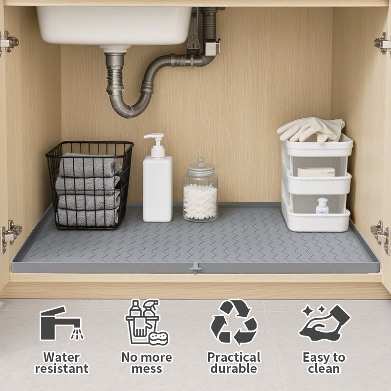 Silicone Cabinet Mat Water Corrugated Silica Gel Drain Pad Anti-fouling Anti-oil Under Sink Mat Large Size Silicone Kitchen Mat