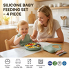 BPA Free Silicone Baby Bowl Kids Plate Bib Weaning Set Children Tableware for Safe Baby Feeding