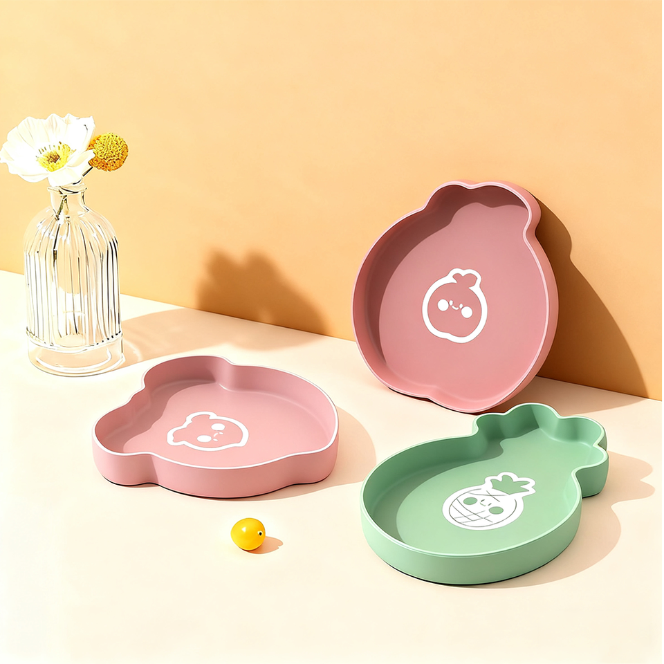 Custom Cute Cartoon Silicone Baby Plate Children's Divided Tableware Set Kids Dining Packaged Box