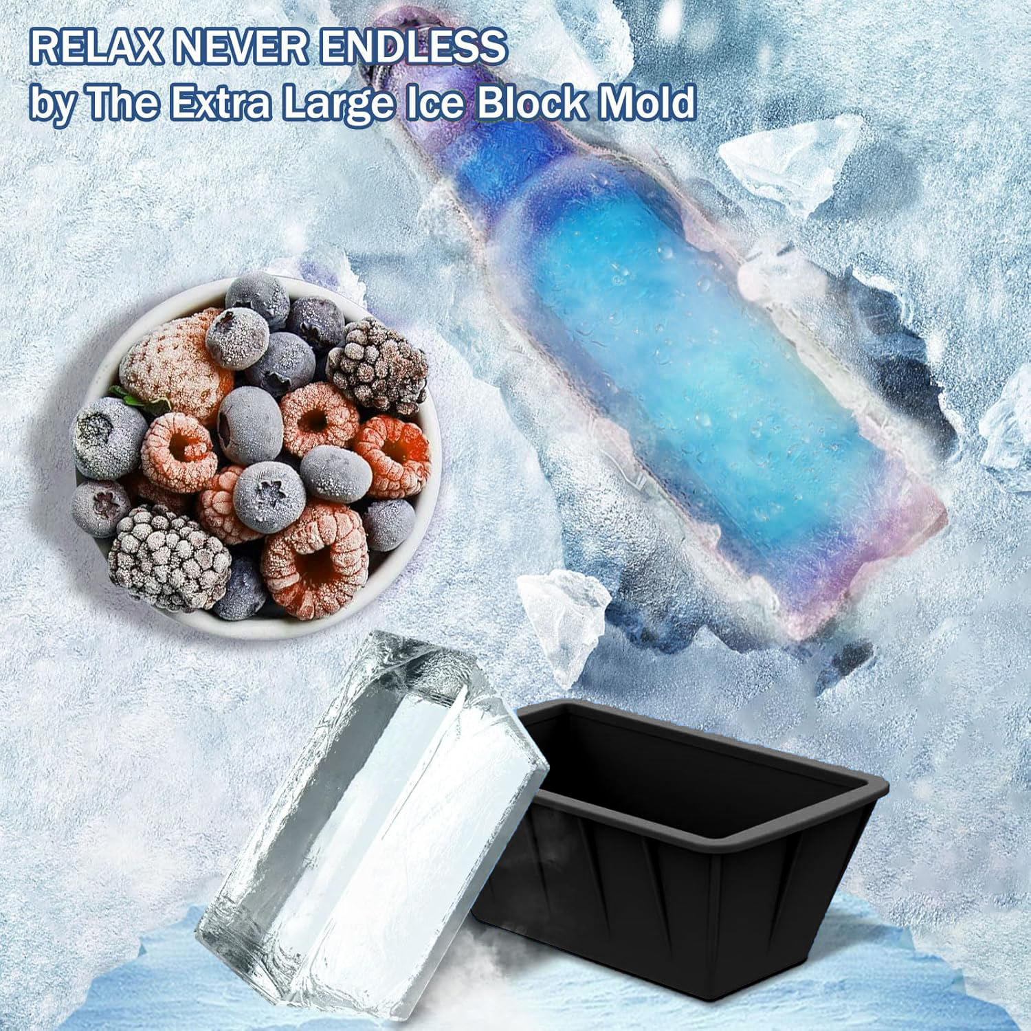 Custom Reusable Silicone Ice Block Mold Easy Release Big Ice Cube Tray for Outdoor Camping Ice Cream Maker Tool