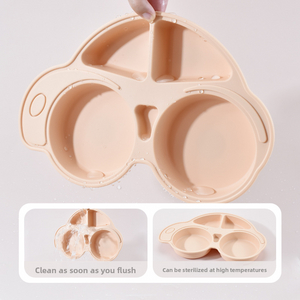 Baby Silicone Food Divided Plate Suction-Capacity Dining Tableware for Children's Practice Applications