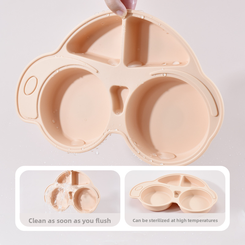 Plato dividido de silicona para comida de beb&eacute;, vajilla de comedor con capacidad de succi&oacute;n para aplicaciones de pr&aacute;ctica infantil
