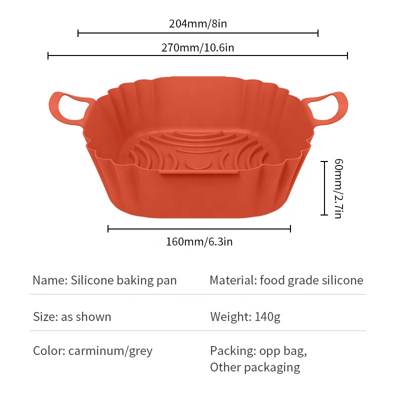 Air Fryer Silicone Pot 8 Inch - Food Safe Reusable Liner