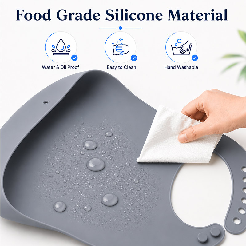 Silicone Adult Bibs for Elderly - Waterproof Crumb Catcher