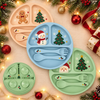 Christmas Silicone Baby Plate - Divided Suction Feeding Set