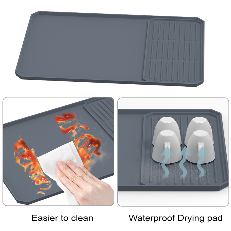 Silicone Coffee Bar Mat 24x16 - Raised Edge for Coffee Maker