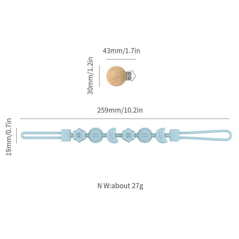 Silicone Pacifier Clip for Babies - One Piece Teething Safe