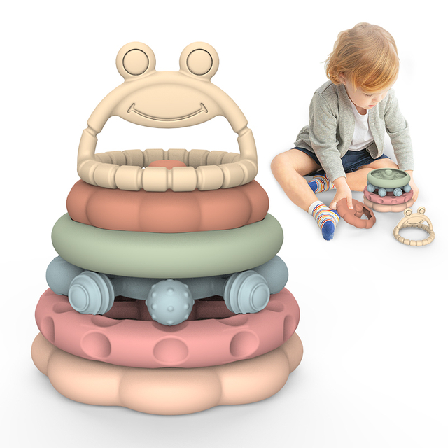 Silicone Baby Stacker Toy Set - Soft Castle Blocks Teether