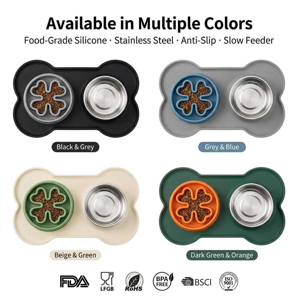 Silicone Pet Bowl for Dogs and Cats Feeder Bowls for Pets Dog Food Bowl with No-Spill and Non-Slip Design