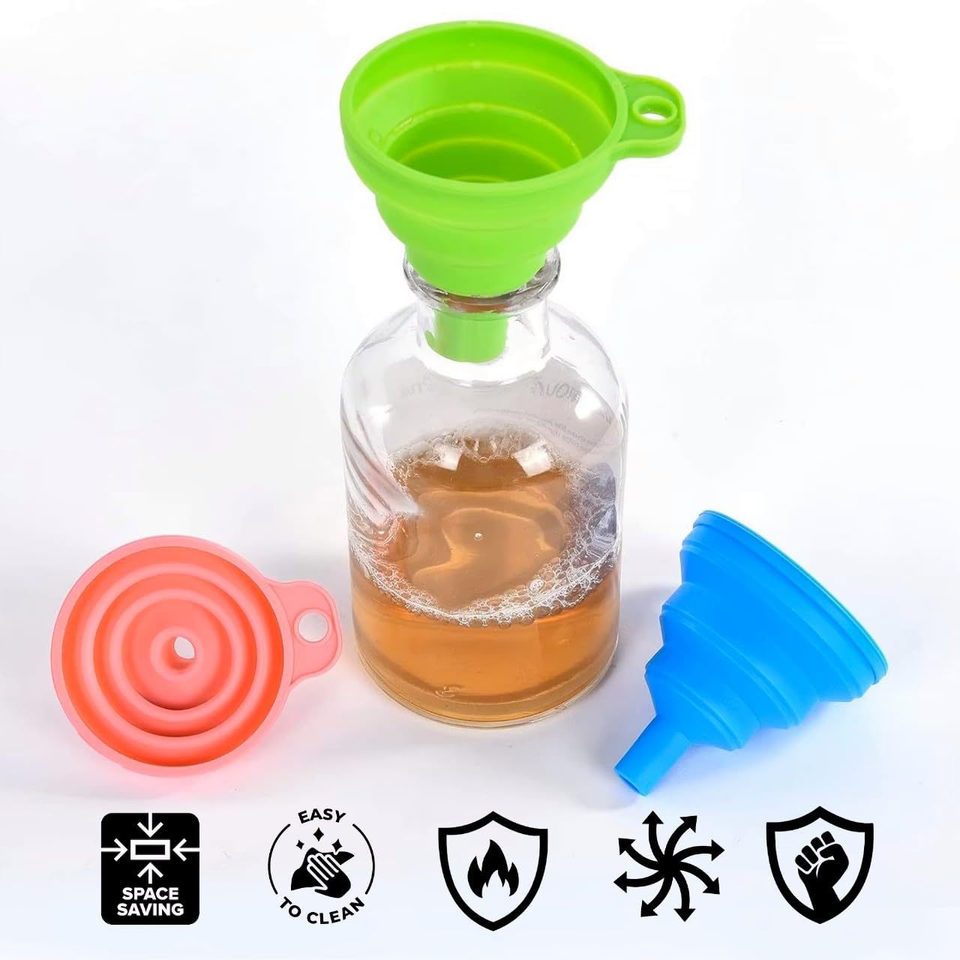 Wellfine Silicone Collapsible Large Funnel Tools Kitchen Gadgets Accessories Funnels for Water Bottle Liquid Transfer