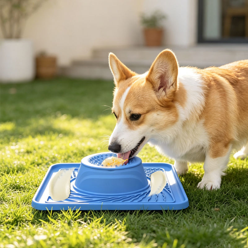 2-in-1 Pet Lick Mat Slow Feeder Anti-slip Feeding Bowl for Cats and Dogs Slow-feeding Bowl Stain-resistant and Easy to Clean