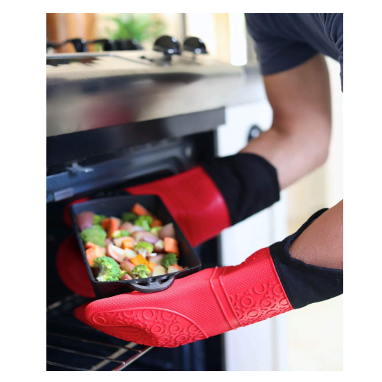 Waterproof BBQ Oven Mitts Inner Cotton Layer Heat Resistant Grilling Pot Holder Microwave Baking Silicone Gloves for Oven
