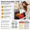 Waterproof BBQ Oven Mitts Inner Cotton Layer Heat Resistant Grilling Pot Holder Microwave Baking Silicone Gloves for Oven