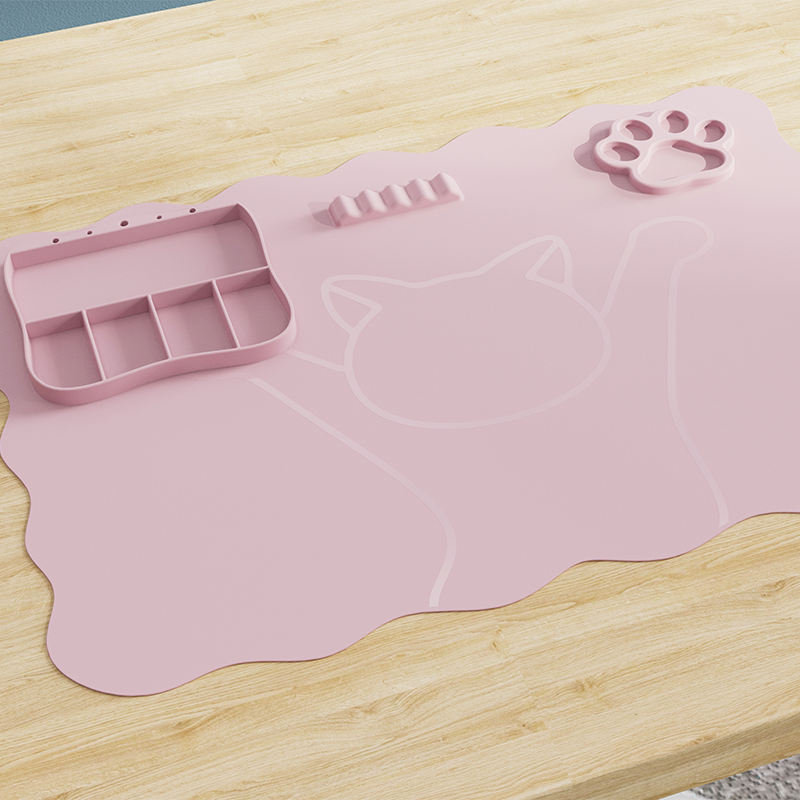 2027 Top Rankings Bag Nails Table Mat Pink Cherry Heart Pattern Custom Logo Nail Mat