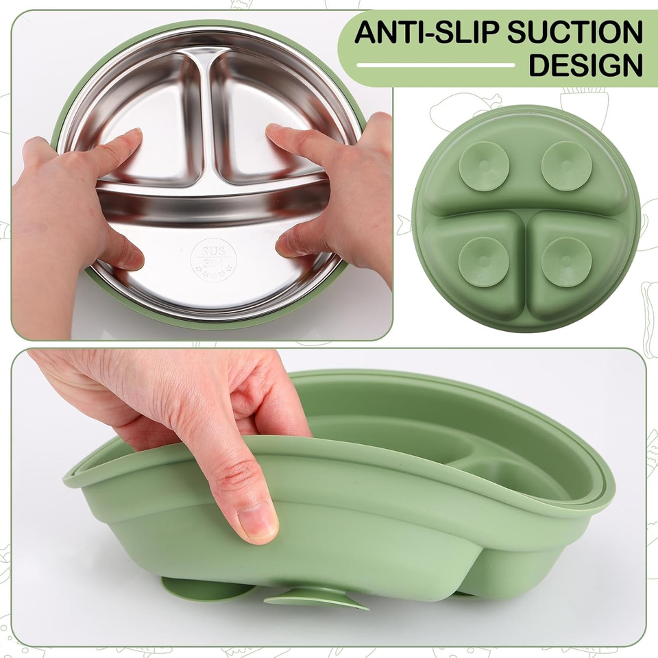 New Arrivals 304 Stainless Steel Silicone Cover Baby Feeding Bowl Children Bowl Food Grade Colorful Stainless Steel Kids Bowl