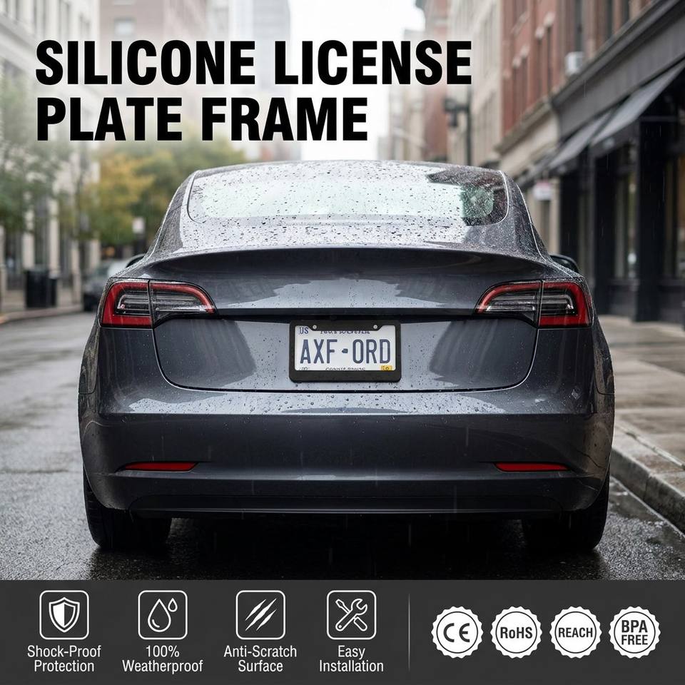 New Arrivals Custom Silicone License Plate Holder Rust-Proof Number Plate Cover Rattle-Proof Weather-Proof