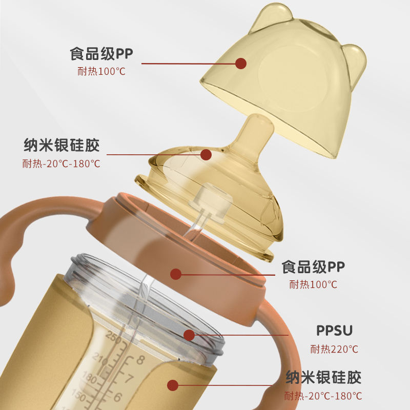 OEM Factory Custom BPA-Free Silicone Baby Feeding Bottle Set 150ml Capacity with Printed Pattern for 0-12 Months