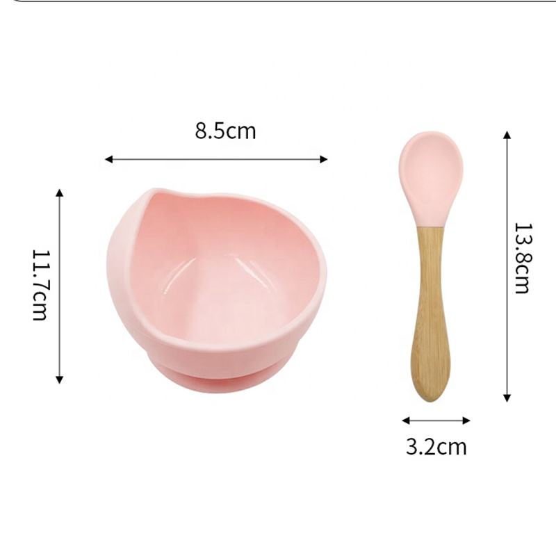 Bamboo Suction Plate Baby Feeding Bowl Set Base Silicone Baby Bowl for Toddlers