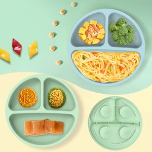 Eco-friendly BPA Free Tableware Kids Dining Colorful Silicone Suction Bowl Toddler Baby Plate With Spoon