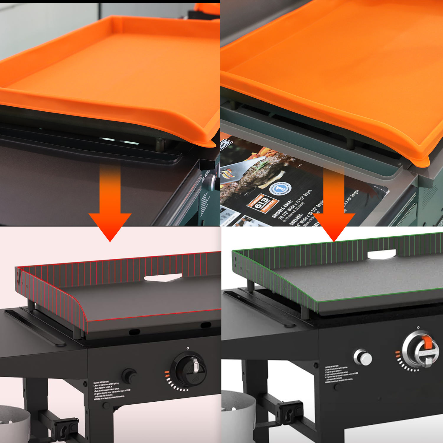 Silicone Baking Mats Nonstick Cover BBQ Grill Mat Silicone Grill Cover Griddle Protective Mat Silicone for Blackstone