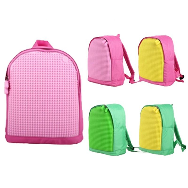 Wellfine-mochila de p&iacute;xel rosa para ni&ntilde;os, bolso de rompecabezas &uacute;nico, mochila escolar, juguetes educativos DIY, gran regalo de vacaciones