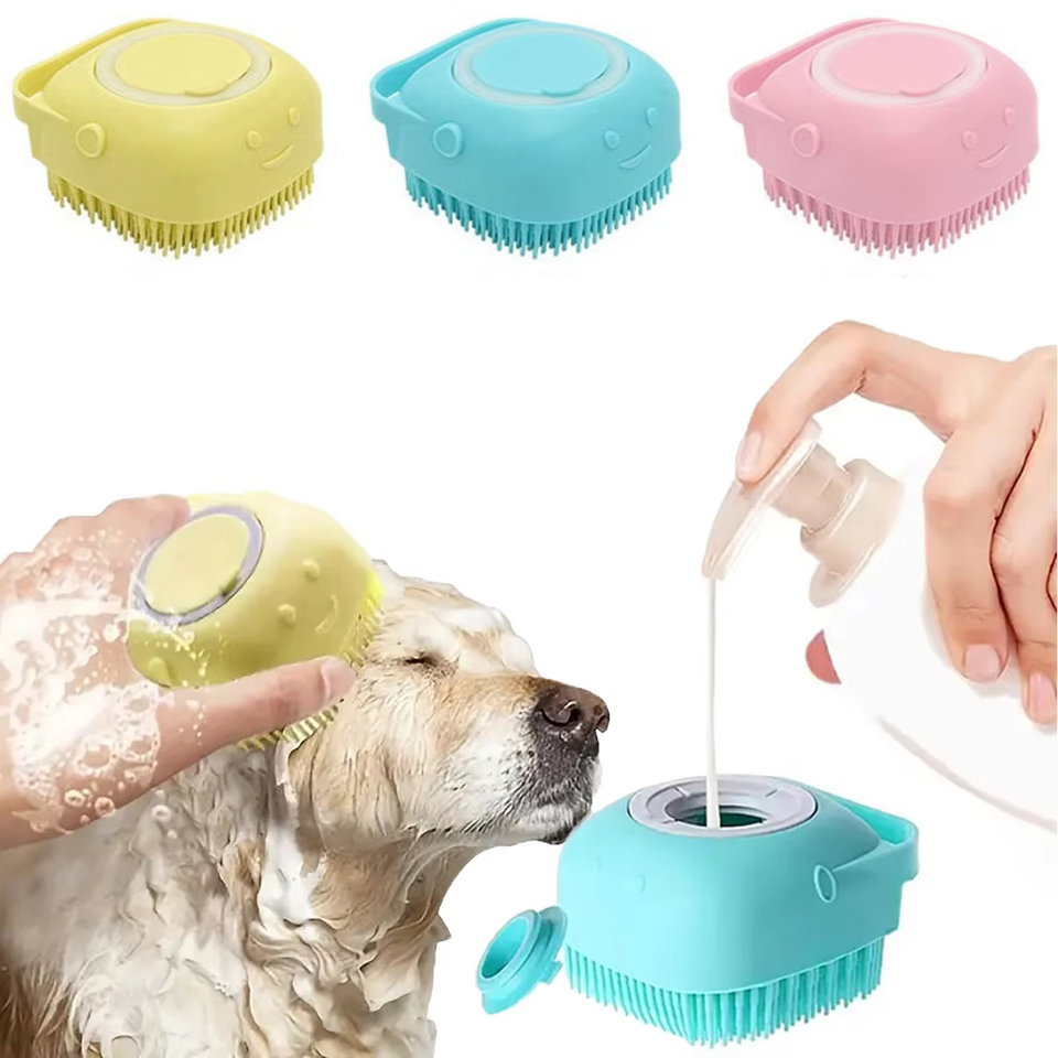 New Arrivals Custom Pets Brushes Bath Massage Brush Shampoo Dispenser Dog Grooming Tool Pet Cat Dog Bath