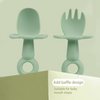 BPA Free Silicone Baby & Toddler Feeding Utensils Children's Design Style-Safety Food Spoon Fork