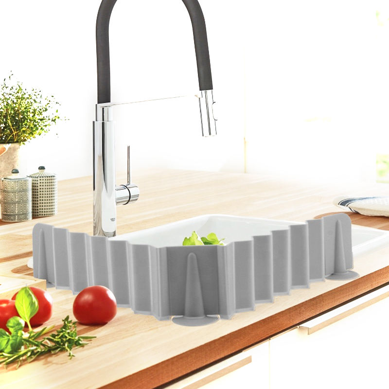 Upgraded Custom Stretchable Baffle Silicone Sink Water Splash Guards Baffle for Home Kitchen Bathroom