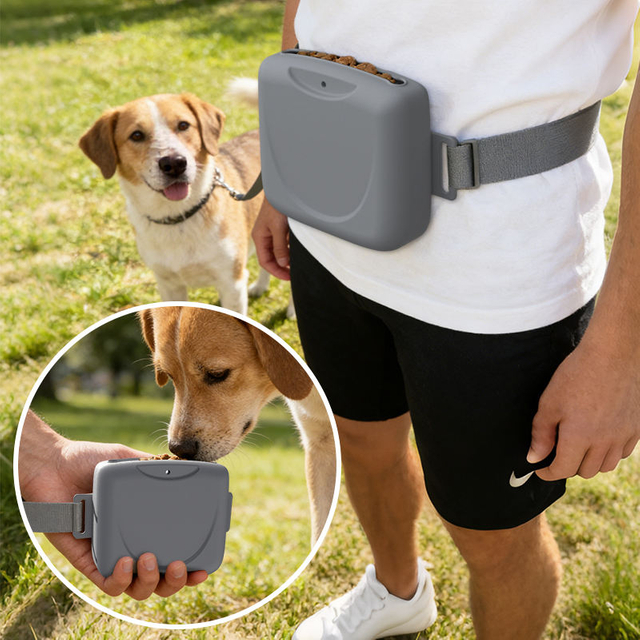 Silicone Pet Fanny Pack Dog Cat Feeding Training Snack Outdoor Bag Treats Dog Pouch Walking Bag