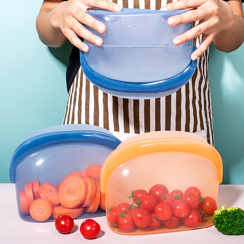 Wholesale BPA Free Eco Friendly Kitchen Fresh-Keeping Leakproof Reusable Storage Container Silicone Food Storage Bag