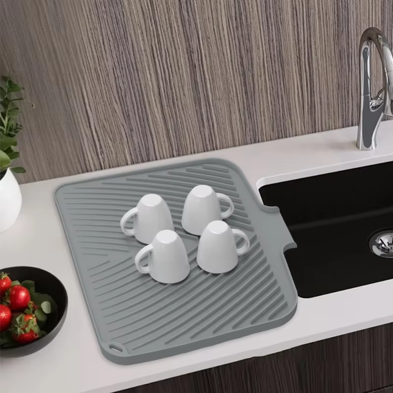 Anti-Slip Thick Silicone Dish Drying Mat Heat-Resistant Drying Pad Sink Draining Pad Faucet Silicone Dish Drying Mat