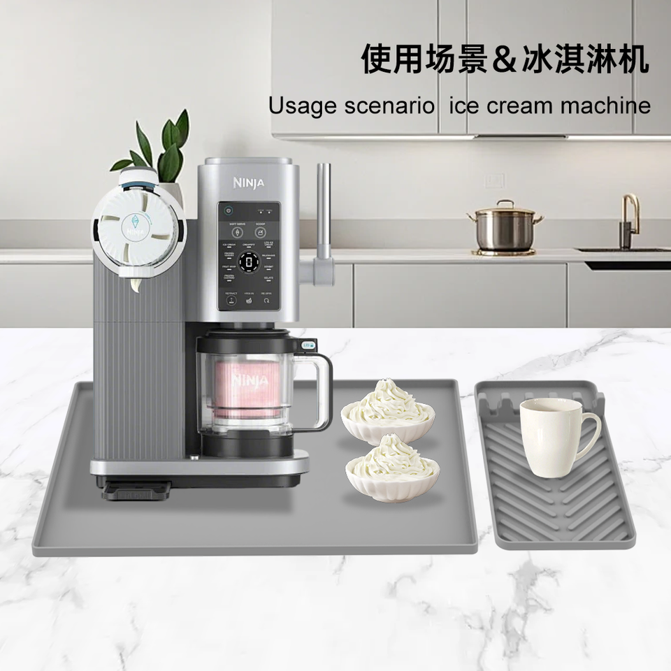 Wellfine Custom logo Silicone Grey Coffee Mat Coffee Maker Espresso Machine Mat